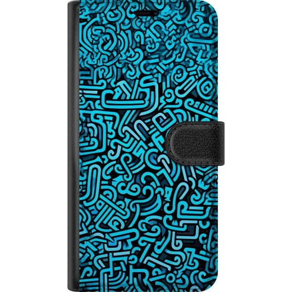 Kompatibelt Plånboksfodral till Apple iPhone 7 Blå abstrakt graffiti