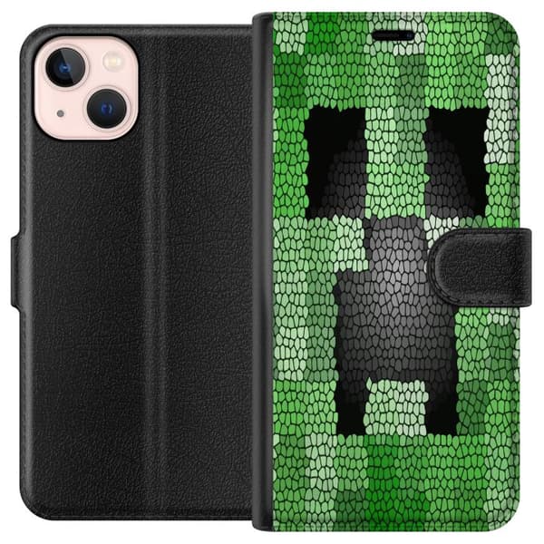 Kompatibelt Plånboksfodral till Apple iPhone 13 mini Creeper / Minecraft
