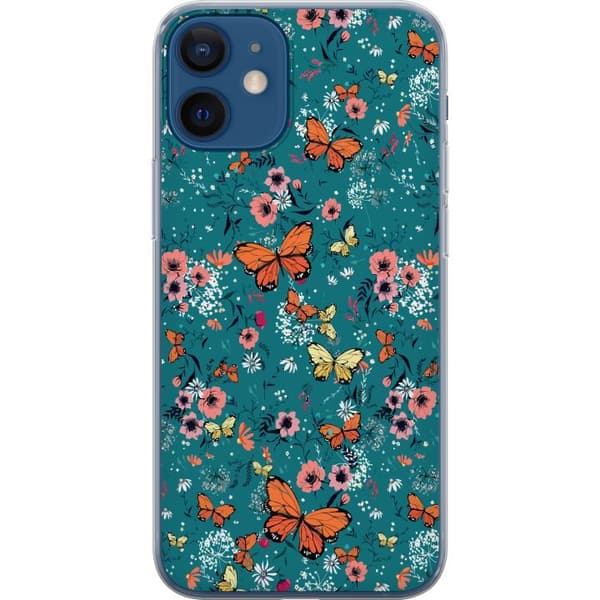 Kompatibel Mobilcover til Apple iPhone 12 mini Sommerfugle og blomster
