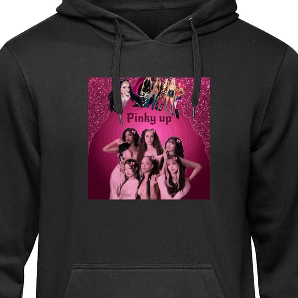 Klassisk Hoodie | Hættetrøje til Voksne Sort Medium KATSEYE rosa collage KATSEYE rosa collage Sort Medium
