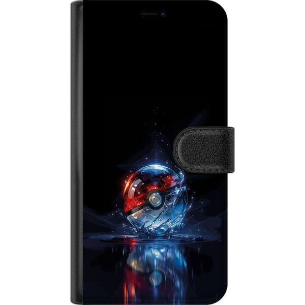 Kompatibel Tegnebogsetui til Google Pixel 6a Pokéball med refleksion og blå vandeffekter