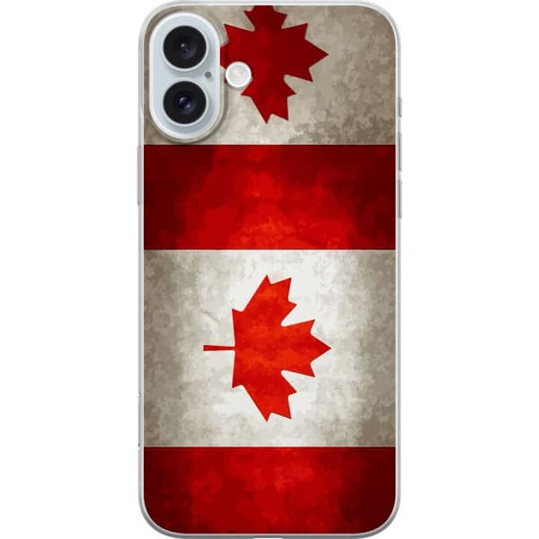 Kompatibelt Mobildeksel til Apple iPhone 16 Plus Kanadisk flagg med klassisk rød hvit design