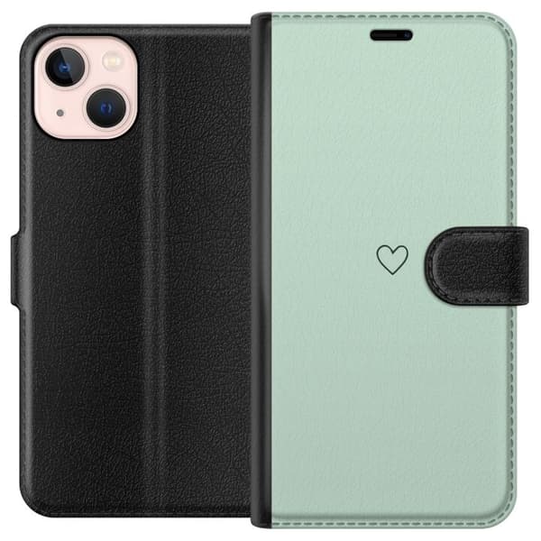 Kompatibelt Plånboksfodral till Apple iPhone 13 mini Hjärta Grön