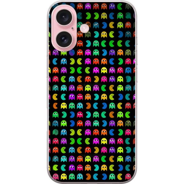 Kompatibelt Mobildeksel til Apple iPhone 16 Retrospill med Pac-Man og klassiske spøkelser