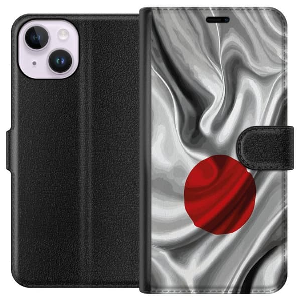 Kompatibel Tegnebogsetui til Apple iPhone 15 Modern rumdesign med abstrakt planet