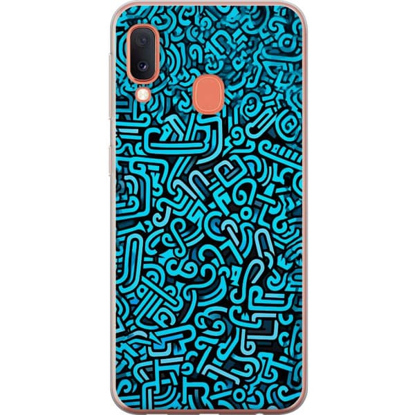 Kompatibelt Mobilskal till Samsung Galaxy A20e Blå abstrakt graffiti
