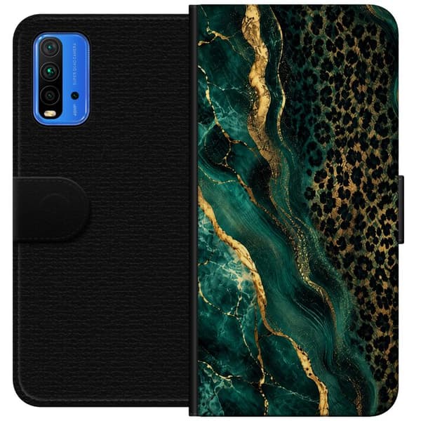 Kompatibelt Plånboksfodral till Xiaomi Redmi Note 9 4G Emerald Leopard