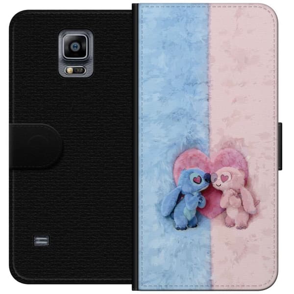 Kompatibel Tegnebogsetui til Samsung Galaxy Note 4 Søde blå og lyserøde figurer foran et stort lyserødt hjerte