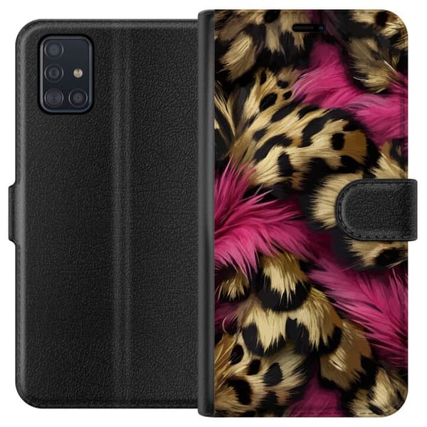 Kompatibel Tegnebogsetui til Samsung Galaxy A51 Blødt leopardmønster med lyserøde detaljer