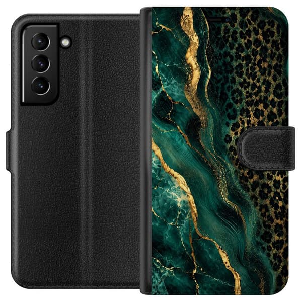 Kompatibelt Lommeboketui til Samsung Galaxy S21+ 5G Smaragdleopard