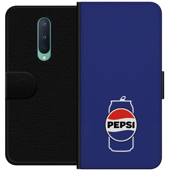 Kompatibel Tegnebogsetui til OnePlus 8 Klassisk Pepsi-design med minimalistisk blå baggrund