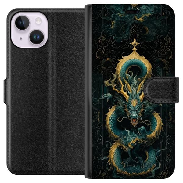 Kompatibel Tegnebogsetui til Apple iPhone 15 Asiatisk drake