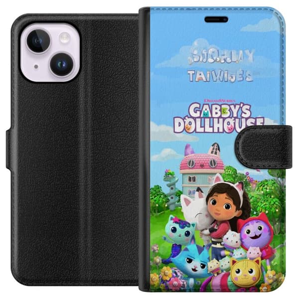 Kompatibel Tegnebogsetui til Apple iPhone 14 Plus Farverigt Gabby's Dollhouse-design