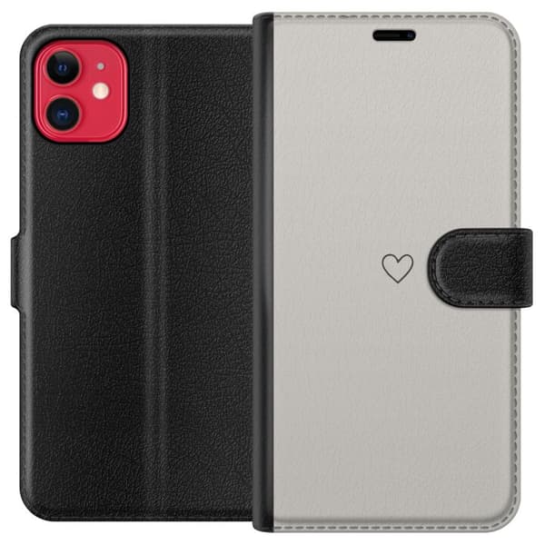 Kompatibelt Plånboksfodral till Apple iPhone 11 Grått hjärta