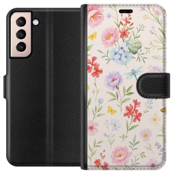 Kompatibelt Lommeboketui til Samsung Galaxy S21 Blomster