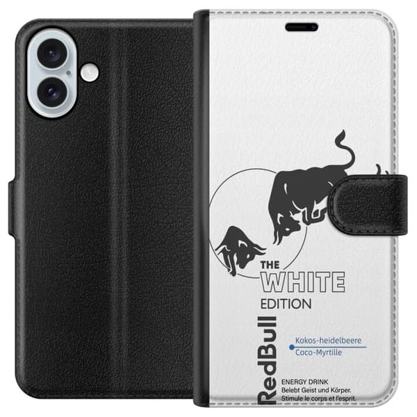 Kompatibelt Plånboksfodral till Apple iPhone 16 Plus Modern dryckesdesign i vitt och blått