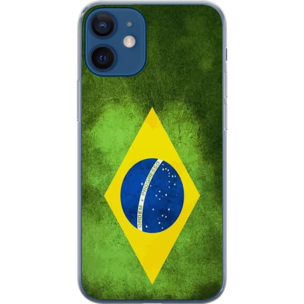 Kompatibelt Mobildeksel til Apple iPhone 12 mini Brasiliansk flagg med rustikk tekstur