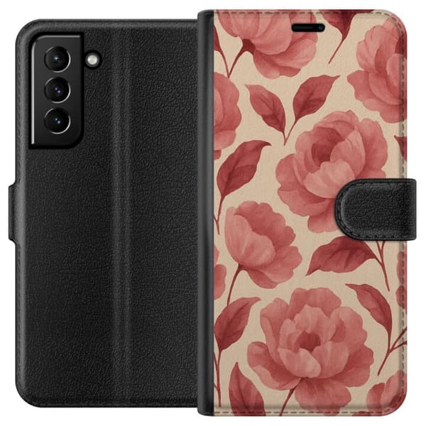 Kompatibel Tegnebogsetui til Samsung Galaxy S21+ 5G Roseblomst