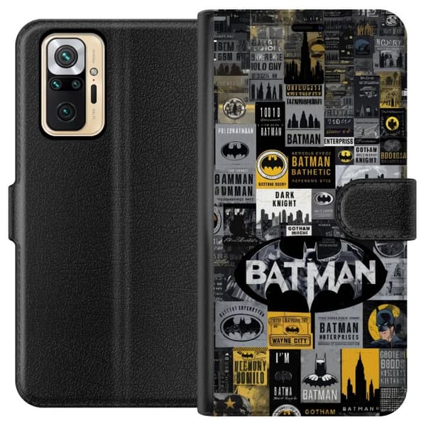 Kompatibel Tegnebogsetui til Xiaomi Redmi Note 10 Pro Batman-inspireret collage med Gotham-tema i sort, grå og gul