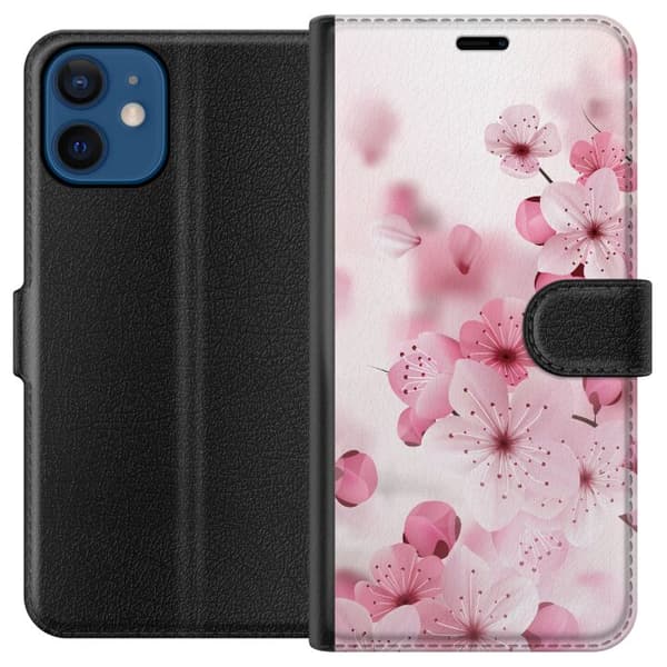 Kompatibel Tegnebogsetui til Apple iPhone 12 mini Kirsebærblomst