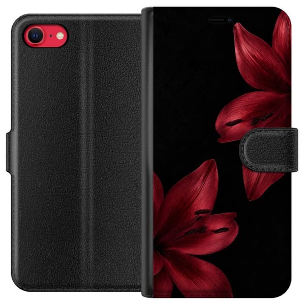 Kompatibelt Lommeboketui til Apple iPhone SE (2020) Rød lilje noir