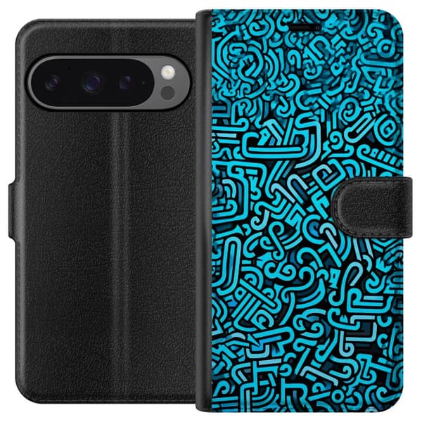 Kompatibelt Plånboksfodral till Google Pixel 9 Pro XL Blå abstrakt graffiti