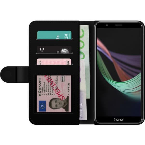 Kompatibel Tegnebogsetui til Huawei P smart Mörkblå blommor