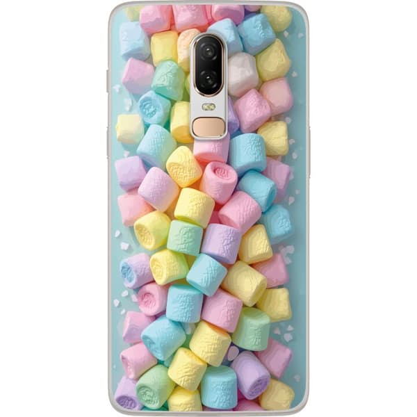 Kompatibelt Mobildeksel til OnePlus 6 Søt godisdesign med marshmallows