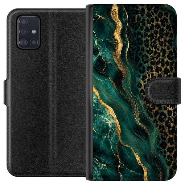 Kompatibelt Plånboksfodral till Samsung Galaxy A51 Emerald Leopard