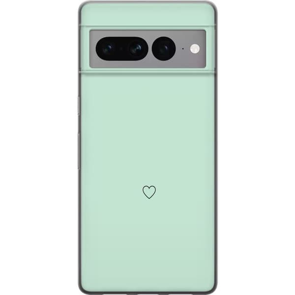Kompatibel Mobilcover til Google Pixel 7 Pro Enkel sort hjertekontur centreret mod mintgrøn baggrund