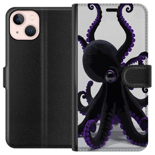 Kompatibel Tegnebogsetui til Apple iPhone 13 mini Svart bläckfisk