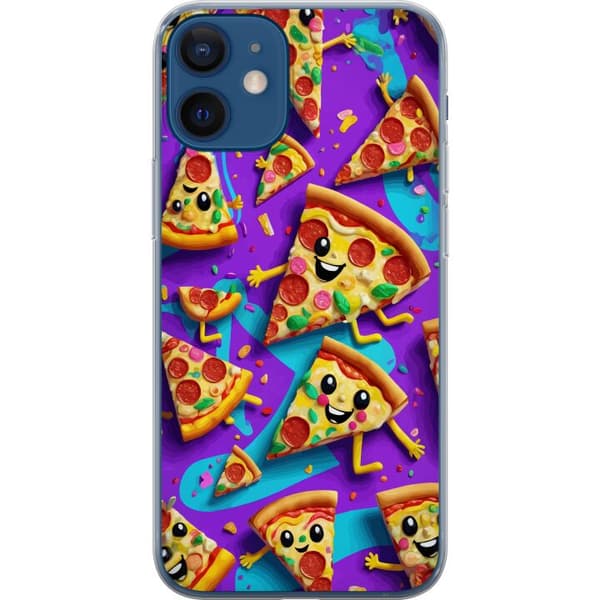 Kompatibelt Mobildeksel til Apple iPhone 12 mini Lekent pizzadesign med tegnede figurer