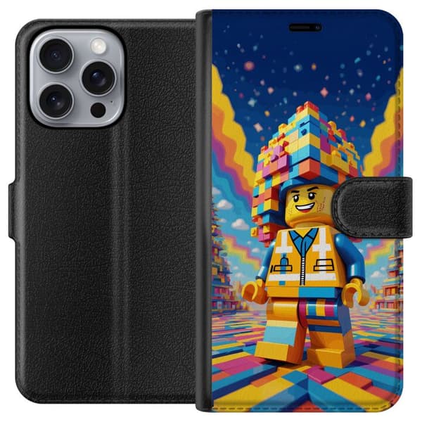 Kompatibel Tegnebogsetui til Apple iPhone 16 Pro Max Byggklossfigur
