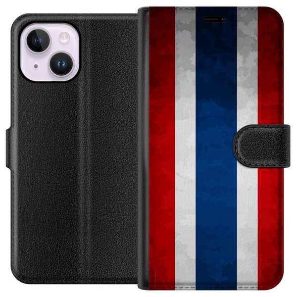 Kompatibelt Lommeboketui til Apple iPhone 15 Plus Thai flagg i stilren retrodesign