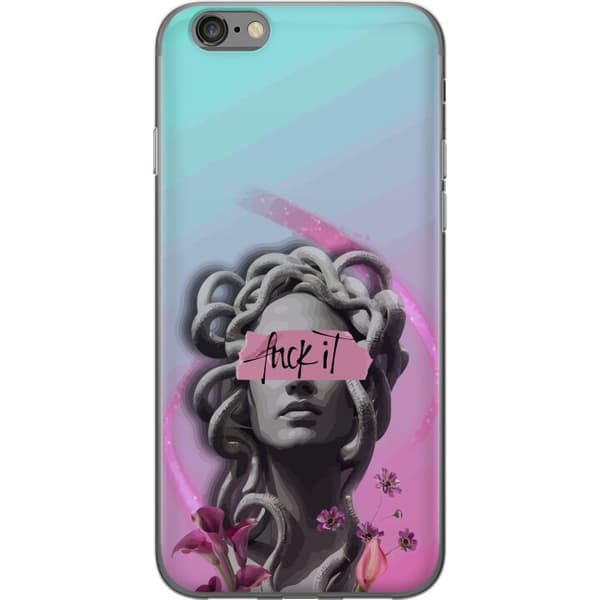 Kompatibelt Mobildeksel til Apple iPhone 6 Modern illustrasjon med statuehode, rosa blomster og kreativt sitatmotiv