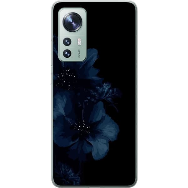 Kompatibelt Mobildeksel til Xiaomi 12 Mörkblå blommor