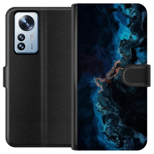 Kompatibelt Plånboksfodral till Xiaomi 12 Pro Galaxy Marmor
