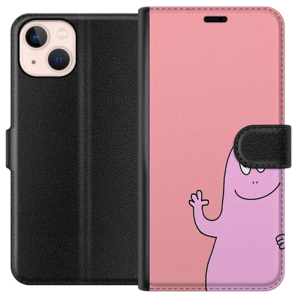 Kompatibel Tegnebogsetui til Apple iPhone 13 Farverigt Barbapapa-design med bløde former og lyserøde nuancer