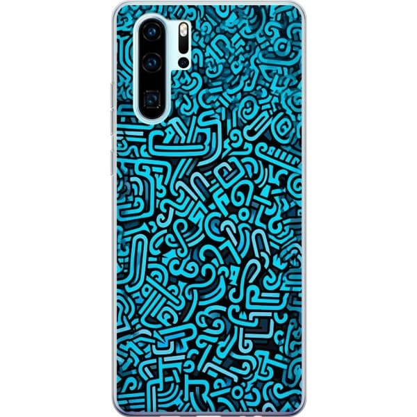 Kompatibelt Mobildeksel til Huawei P30 Pro Blå abstrakt graffiti