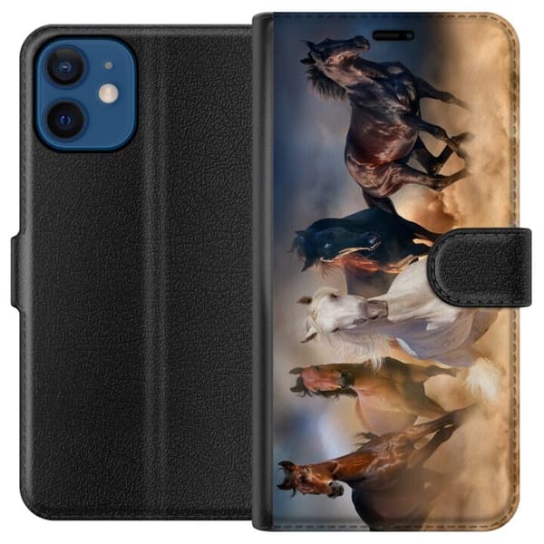 Yhteensopiva Lompakkokotelo Apple iPhone 12 mini Hevoset