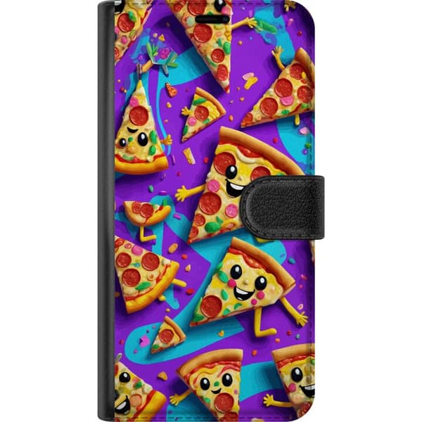 Kompatibel Tegnebogsetui til Google Pixel 7a Lystigt pizzadesign med tegnede figurer