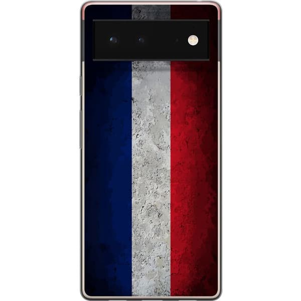 Kompatibelt Mobildeksel til Google Pixel 6 Fransk flagg med rustikk betongstruktur