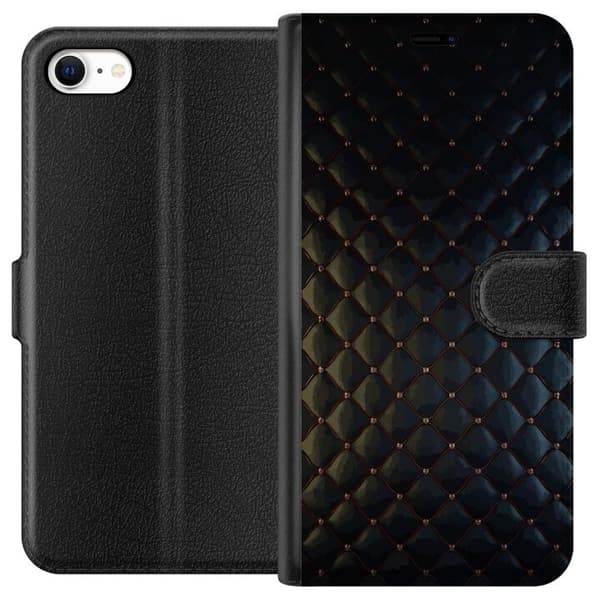 Kompatibel Tegnebogsetui til Apple iPhone 6s Elegant sort bølgemønster med dekorative krystaldetaljer