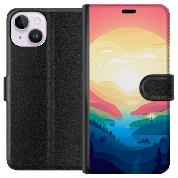 Kompatibelt Lommeboketui til Apple iPhone 14 Rosa horisont