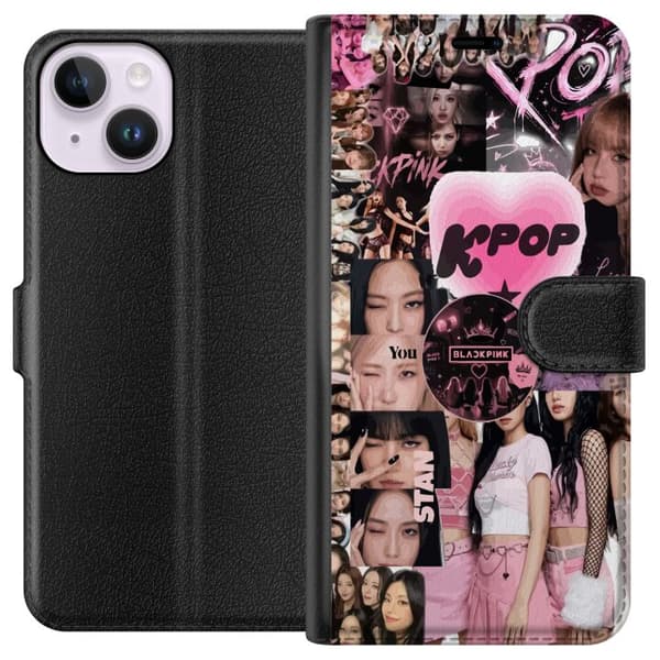 Yhteensopiva Lompakkokotelo Apple iPhone 14 Rosa K-pop collage
