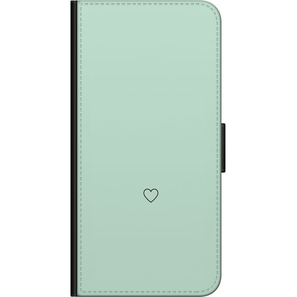 Kompatibel Tegnebogsetui til OnePlus 8 Enkel sort hjertekontur centreret mod mintgrøn baggrund
