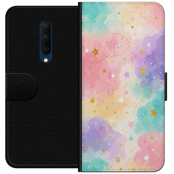Kompatibel Tegnebogsetui til OnePlus 7T Pro Pastellmoln med guldstjärnor