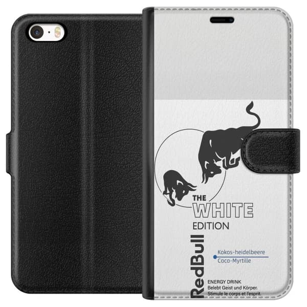 Kompatibel Tegnebogsetui til Apple iPhone SE (2016) Moderne Red Bull White Edition design