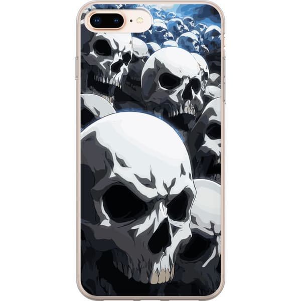 Kompatibel Mobilcover til Apple iPhone 8 Plus Dramatisk illustration med tæt samlede kranier i blå, grå og sorte nuancer