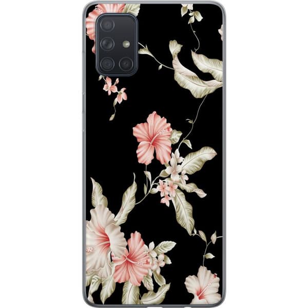 Kompatibelt Mobilskal till Samsung Galaxy A71 Floral Pattern Black